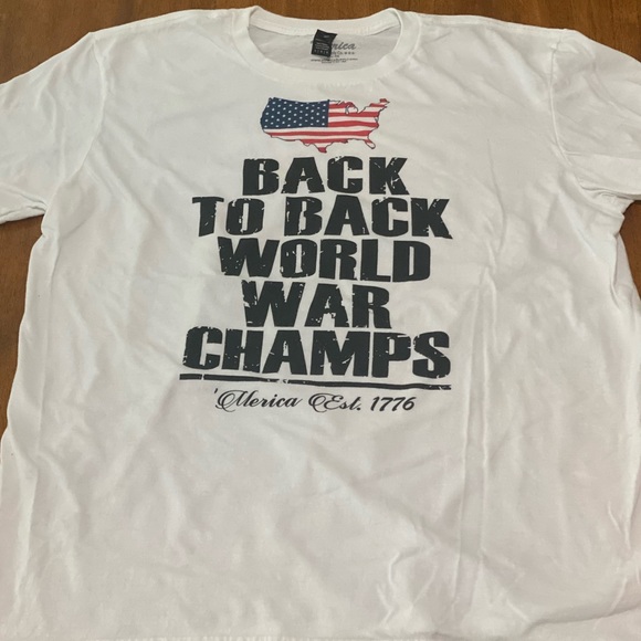 Merica Supply Co Back to Back World War Champs Shirt Mens Patriotic USA Tee NWT - Picture 3 of 5